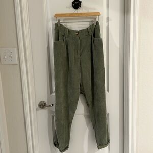 Loose Green Corduroy Pants